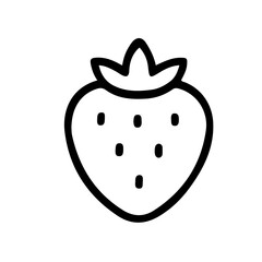 Strawberry Line Vector Icon. Minimal strawberry outline vector with seed details in black stroke only.