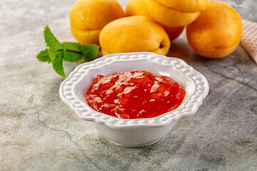 Sweet homemade juicy apricot jam