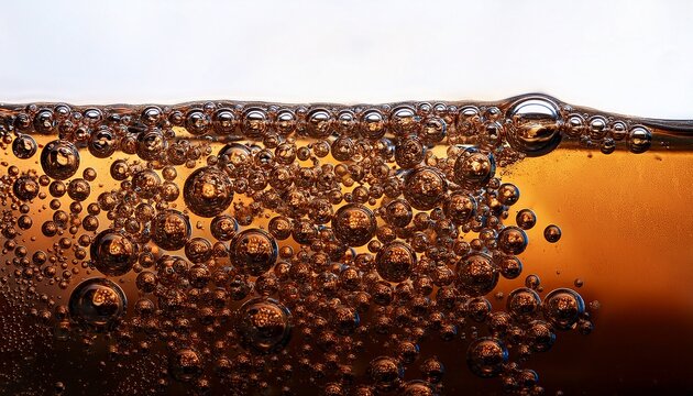 Carbonated Beverage Bubbles In Dark Fizzy Liquid