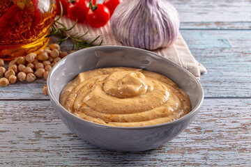 Organic homemade hummus creamy snack