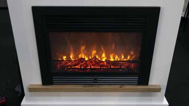 Electric Fireplace Insert Mimic Burning Firewood in Living Room