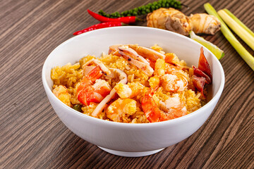 Asian fried rice with seafood