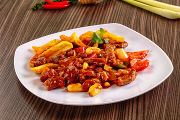 Roasted beef meat with vegetables