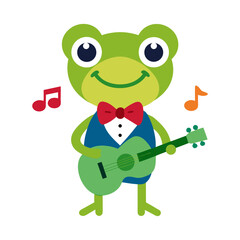 Obraz premium A frog wearing a sunglasses or tie and singing