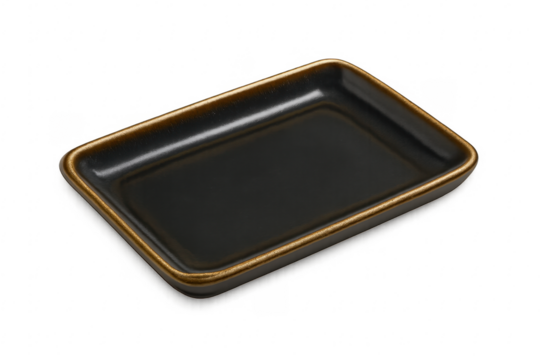 Empty black ceramic soy sauce dish table accessory