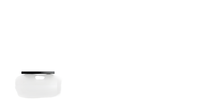 A single white ceramic jar with a black lid, isolated on a transparent background, perfect for cosmetic or food storage