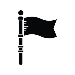 Black flag waving on pole silhouette representing freedom and movement silhouette