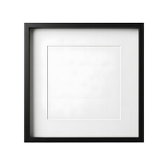 Fototapeta premium Modern Black Square Picture Frame with White Mat and Black Background minimalist isolated on a transparent background