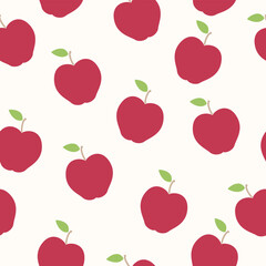 A vibrant vector seamless pattern featuring bright red apples against a light, neutral background. This fresh, appetizing design is perfect for kitchen decor, food packaging, or cookbook covers.