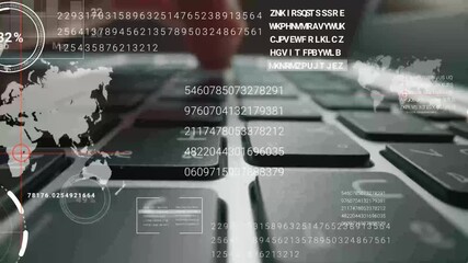 Time lapse of man working on laptop computer keyboard with graphic user interface GUI hologram showing big data science technology, digital network connection and computer programming algorithm. Glean - Powered by Adobe