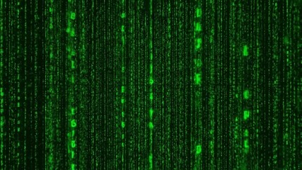 Digital Green Code Streams An Abstract Matrix of Technology, Data, and Binary Patterns Creating Futuristic Background in Computer Programming and Visual Design - Powered by Adobe