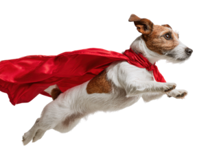 Flying Jack Russell Dog Superhero with Cape Dynamic Action Pet Animal Companion