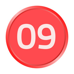 The number "09" white font is printed inside a red circle.