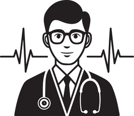  doctor with a stethoscope and a graph showing market growth for a business presentation concept