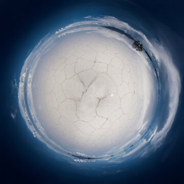 Uyuni salt flat seen as a miniplanet