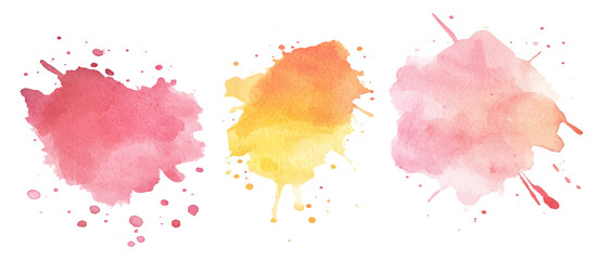 Set of colorful vibrant paint splash texture. Set of watercolor circles multicolored, Colors watercolor paint stains vector backgrounds.		