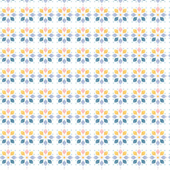 Naklejka premium Soft Pastel Floral Mosaic Pattern - Seamless Decorative Tile Design