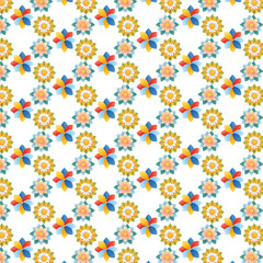 Obraz premium Vibrant Floral Geometric Pattern - Seamless & Modern Design