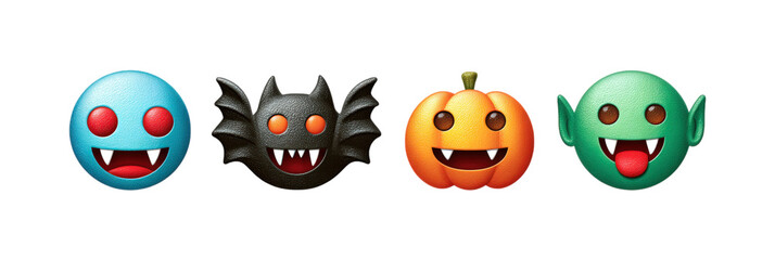 Fototapeta premium Whimsical Halloween Character Emoticons Set For Digital Design & Festive Celebrations