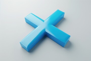 Obraz premium Blue cross health icon isolated on white, simple and clean medical sign suitable for clinics, hospitals, emergency visuals, and interface design