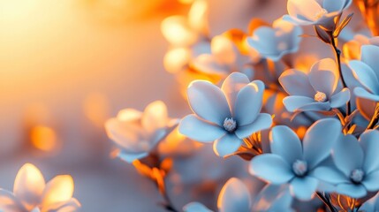 Fototapeta premium Beautiful blooming flowers with soft colors at sunset in a tranquil setting