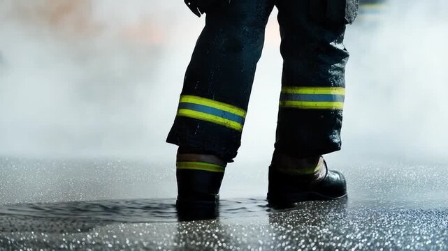 Group of firefighters standing beside a fire hydrant, ready for emergency response