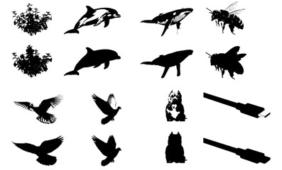 collection of silhouettes of animals