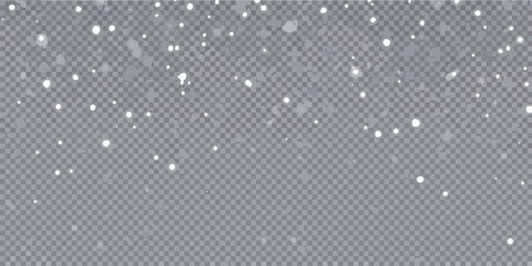 Falling snow overlay on a transparent background with a subtle grey checkered pattern