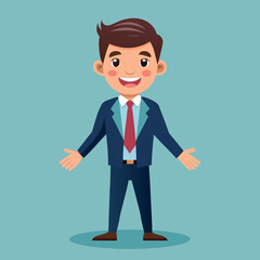 Friendly businessman character design with professional attire and confident pose