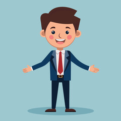 Friendly businessman character design with customizable elements and professional attire