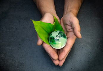 Hands taking care of the planet