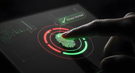 Cutting edge fingerprint security granting access with advanced technology, symbolizing data protection and identity verification for secure systems now