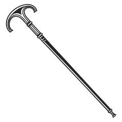 Stylized Black and White Gentleman's Walking Cane with Decorative Handle stick T-handle