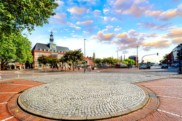 Town hall near the harbor in Emden, Lower Saxony, Germany