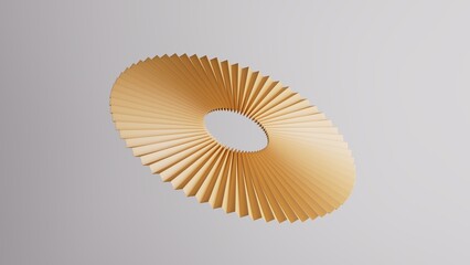 Circular folded paper loop in gold and black, stylish 3d render illustration.