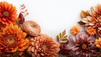 Autumn Flower Corner Digitally Painted