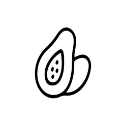 Papaya Line Vector Icon. Papaya icon in clean outline vector style. Ideal for tropical product packaging, juice branding, and nutrition-related content. Transparent background.