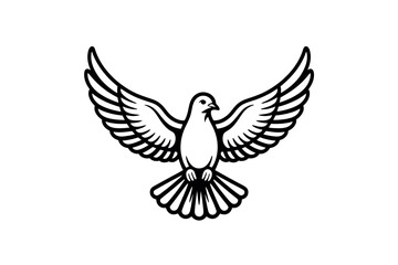 Obraz premium A stylized illustration of a white dove with its wings spread wide, symbolizing peace.