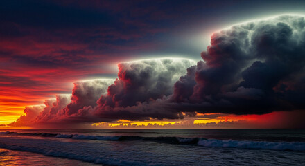 Formation of cumulonimbus clouds over the sea