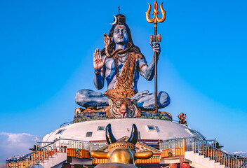 Lord Mahadev also knows as Lord Shiva's biggest statue recently inaugurated in , Pokhara, Nepal in one the mountain top. 