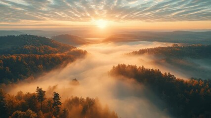 An epic sunrise over a beautiful landscape tells an inspirational story, creating a serene nature background