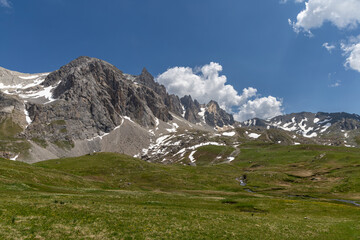 View on a mountain in the Massif des Cerces in Hautes Alpes, France.