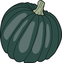 Ribbed green pumpkin on a white background