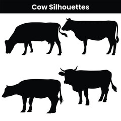 Collection of Cow Silhouettes in Poses