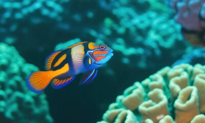 Vibrant tropical fish in coral reef