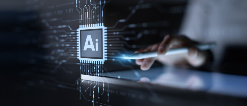 AI Artificial Intelligence Chip and Machine Learning Technology Illustrated on Processor.