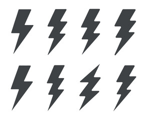 Collection Of Simple Lightning Bolt Icon Thunderbolt Strike Electric Power Vector Illustration Safety Energy Danger Sign Electricity Shape