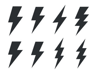 Collection Of Simple Lightning Bolt Vector Icon Thunderbolt Strike Electric Power Sign Safety Energy Danger Symbol Electricity Shape