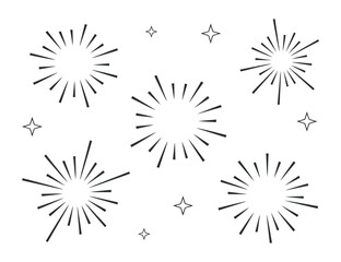 Collection Hand Drawn Sunburst Sparkle Explosion Light Rays Vector