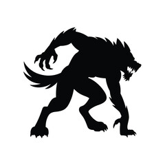 Silhouette of a menacing werewolf in a crouched stance